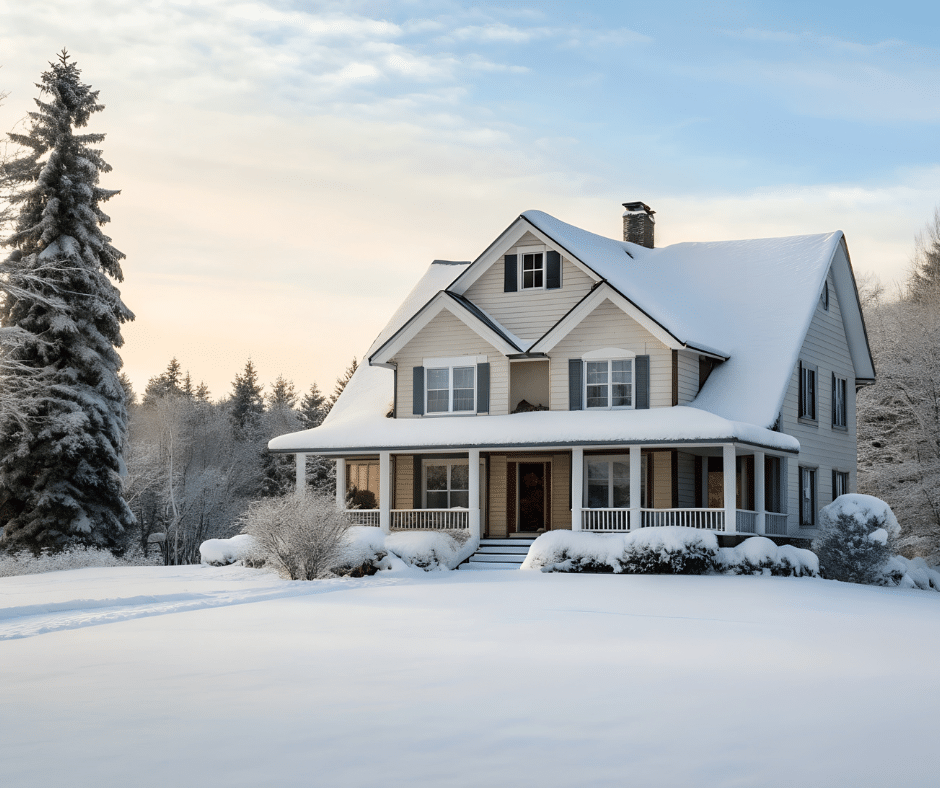 New house in wintertime